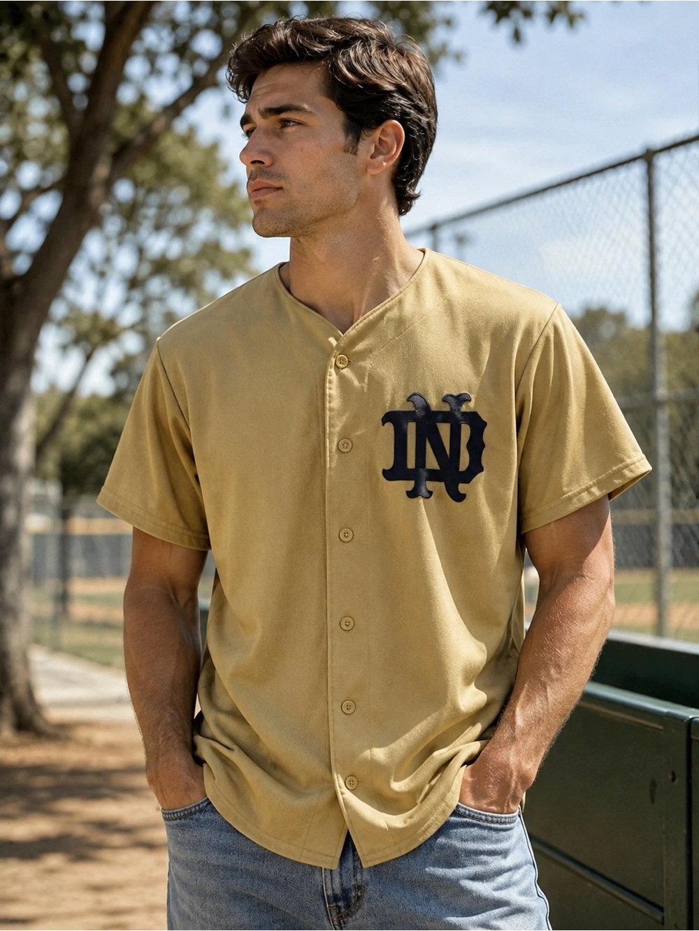 Majestic Men's Notre Dame Tan Baseball Jersey